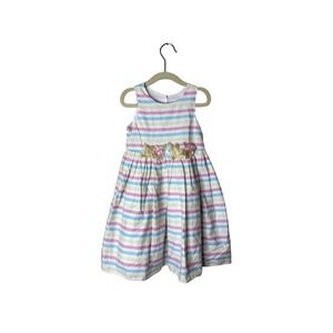 Marmellata Dress Girls 4 Pastel Stripe Sleeveless Floral Waist Party Easter